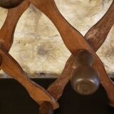 Extendable wooden coat rack with 10 old vintage hooks