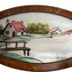Art Deco, painted glass top, wooden frame, signed Dope, circa 1930