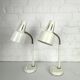 Pair of BJS desk lamps in white lacquered steel and brass – Sweden 1960s