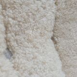 1960s, Danish design, reupholstered highback armchair, genuine sheepskin.