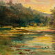 School Lyonnaise J. HUVEY Landscape at sunset