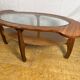 Table basse organique en teck et verre, années 1960