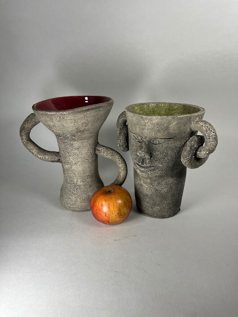 Vases prehistoric Neolithic ceramic 1960 vintage