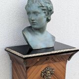 Vintage column in rosewood and bronze marquetry, mid-century