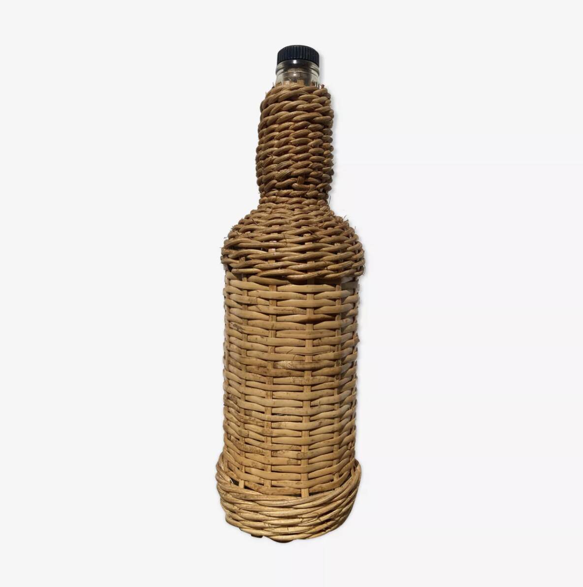 Antique woven wicker bottle