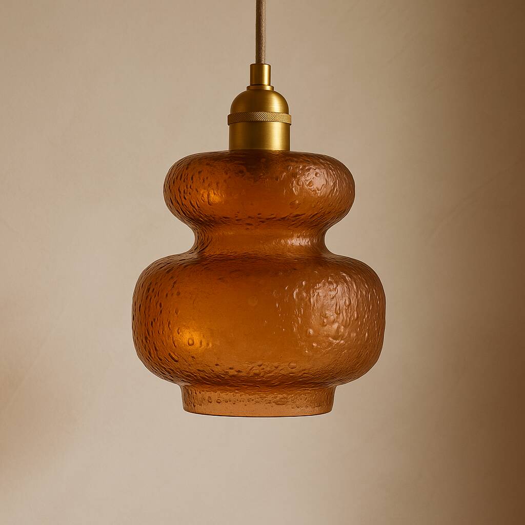 Vintage amber blown glass pendant light