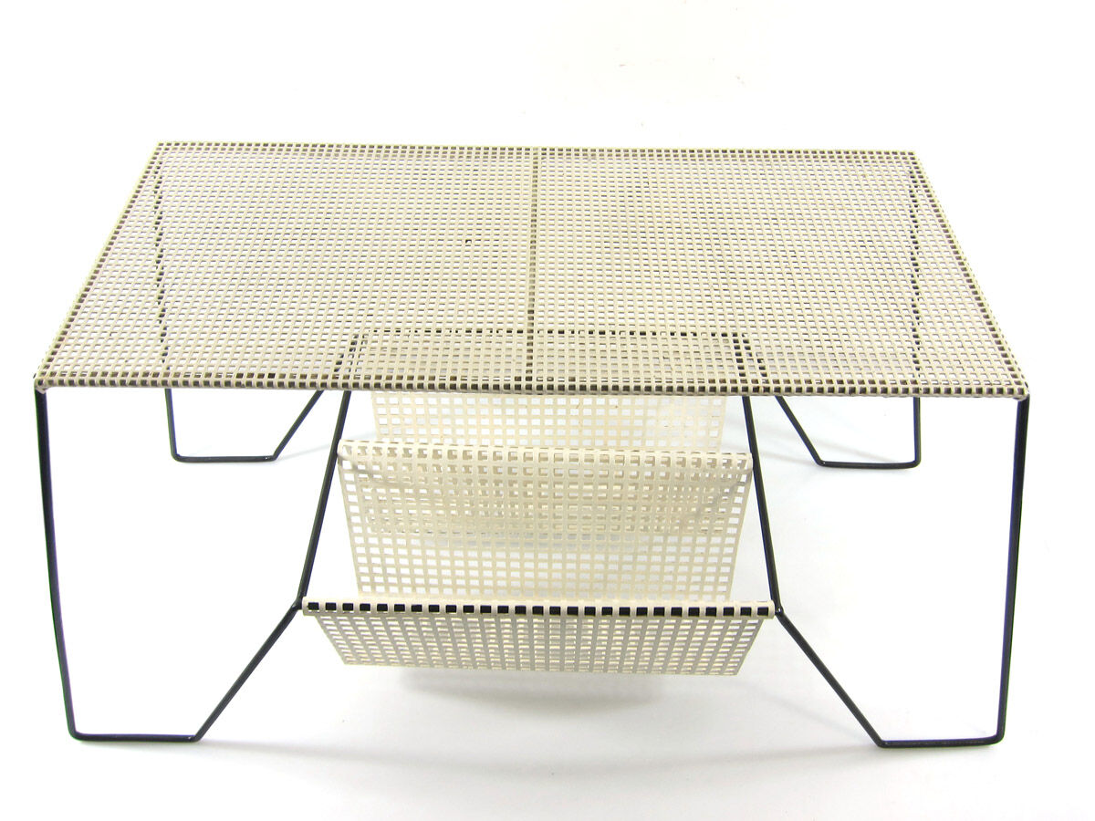 Large Mathieu Mategot style white and black vintage 60s table