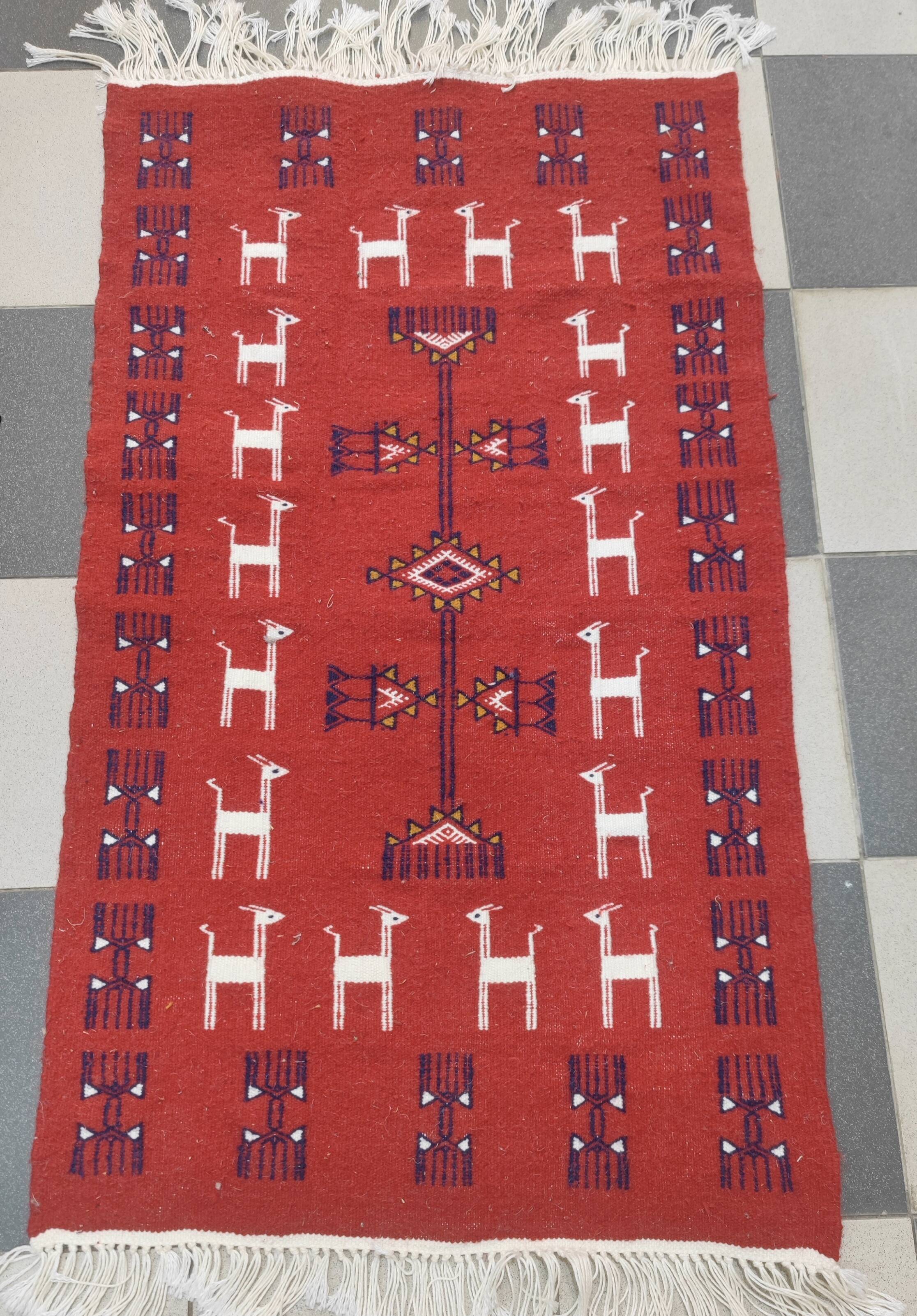Hand-woven kilim rug with Berber patterns