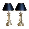 Duo of antique lamps in bronze and brass