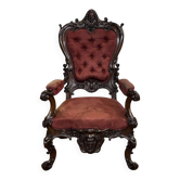 Fauteuil en acajou 19ème richement sculpté de style baroque