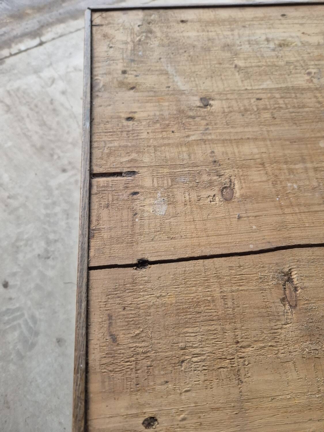 Antique rustic bistro farm table 1900 one drawer - 1m23