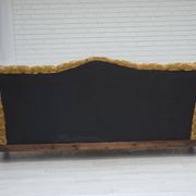 1950s, Danish 3-seater sofa, furniture velour, carved oak wood.