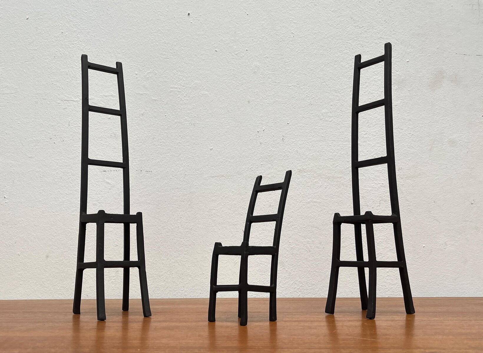 Vintage cast iron art sculptures, set of 3