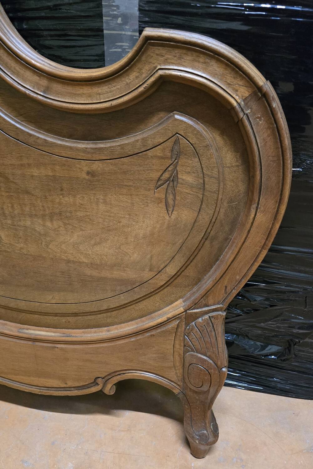 Antique carved wooden headboard, Louis XV style – early 20th century