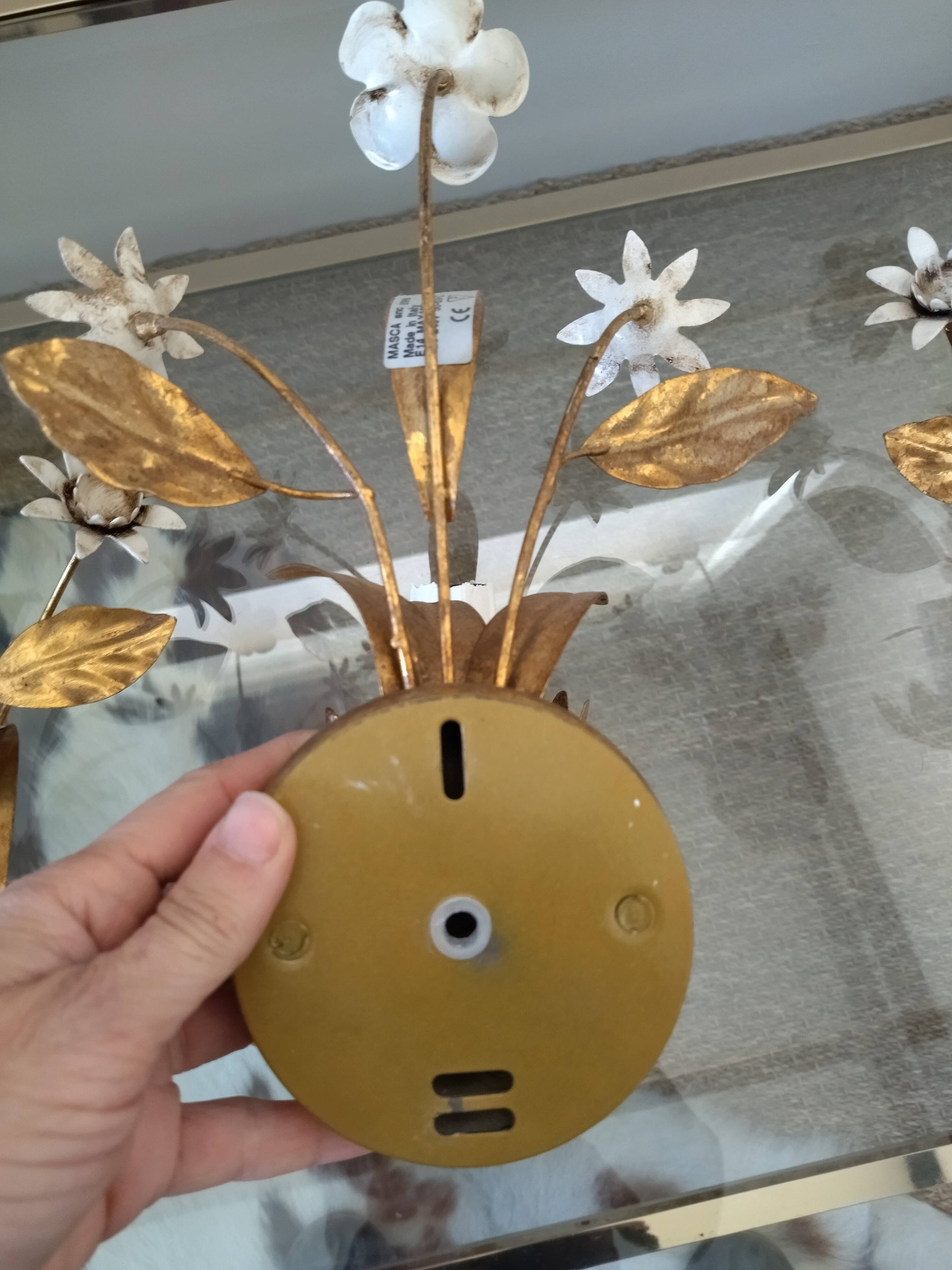 Suite of three flower wall lamps, Masca Italy