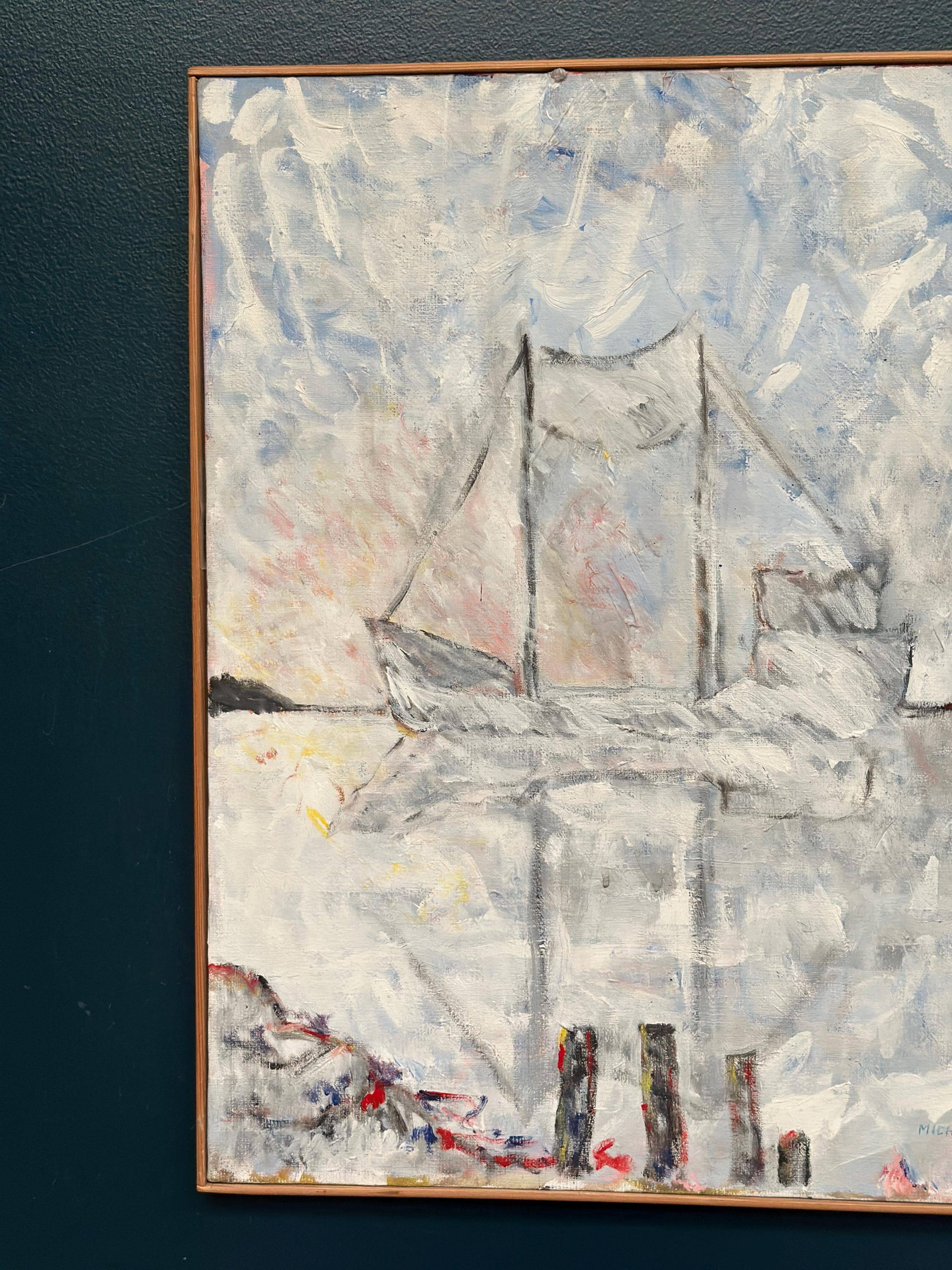 Huile sur toile suédoise – « Silhouette du bateau » par Michael Hertzman