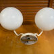 Double Minimalist Opaline Ball Wall Light + White Metal Support 80