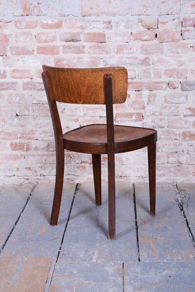 Art Deco Czech Chairs in Beech and Walnut from Thonet, 1940s, Set of 4