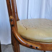 Set of 4 Vintage Bentwood Dining Chairs: Cane Back, Leather Seat, Thonet St