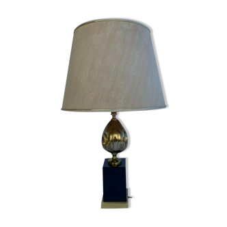 Vintage lamp 1970 pineapple foot in bronze laque