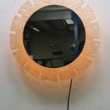 Egon hillebrand round acrylic illuminated mirror with lightening, 1970's germany