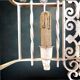 Vintage triple wall sconce in white wrought iron with fleur-de-lis, electrified – 1950s 60s.