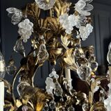 Bronze and Gold Metal Cage Chandelier from the 70s - 20th Century