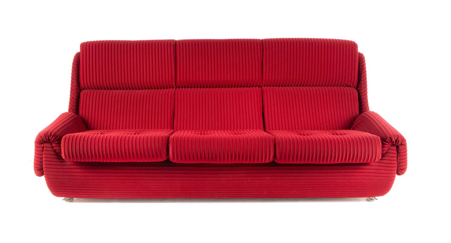 Vintage living Room set in Red fabric, Jitona, 1970s
