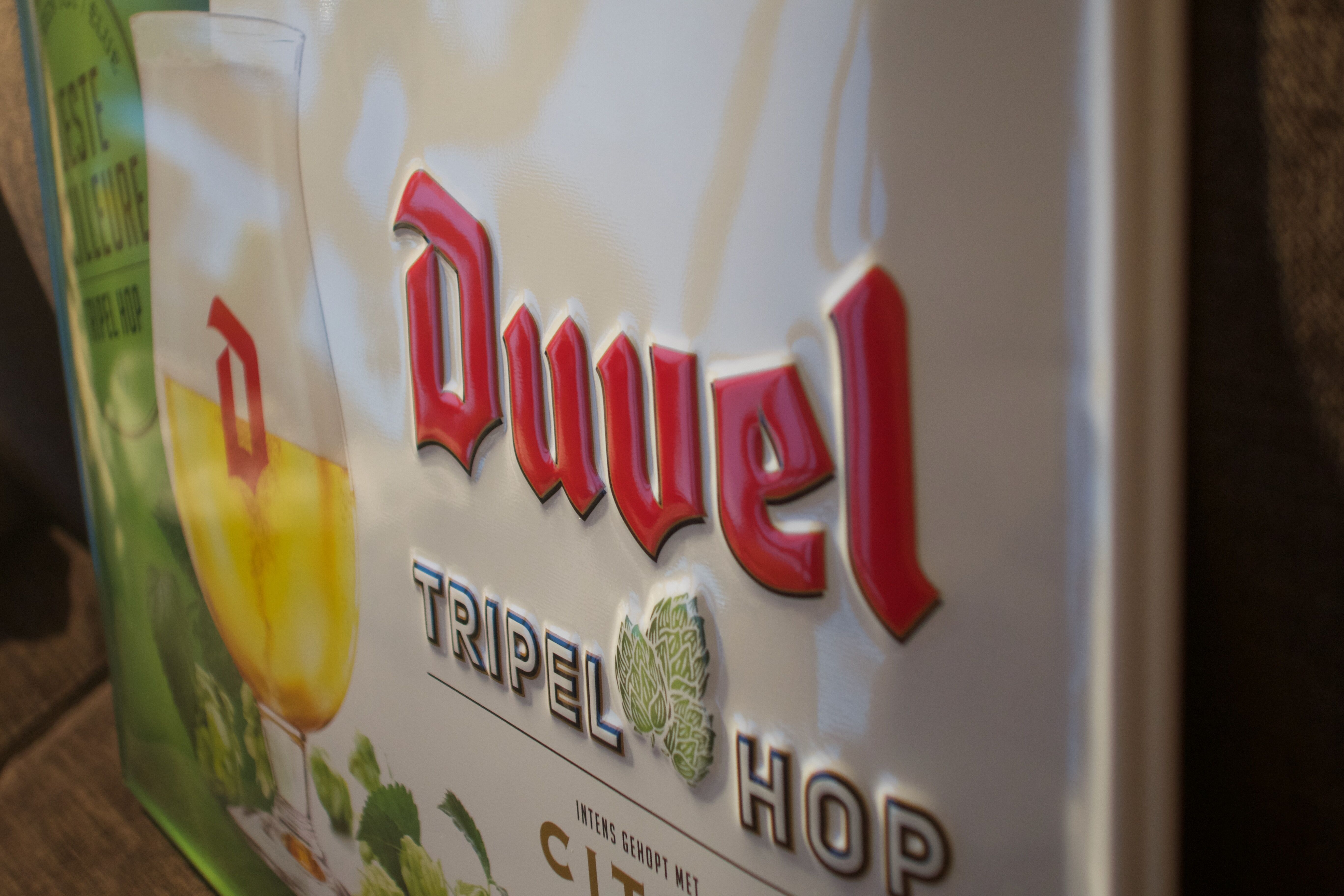 Enamelled advertising plate for the Belgian beer brand Duvel