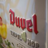 Enamelled advertising plate for the Belgian beer brand Duvel