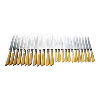 24 knives handle horn and ferrules worked