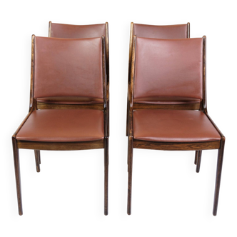 Set Of 4 Dining Chairs Made In Rosewood By Johannes Andersen From 1960s