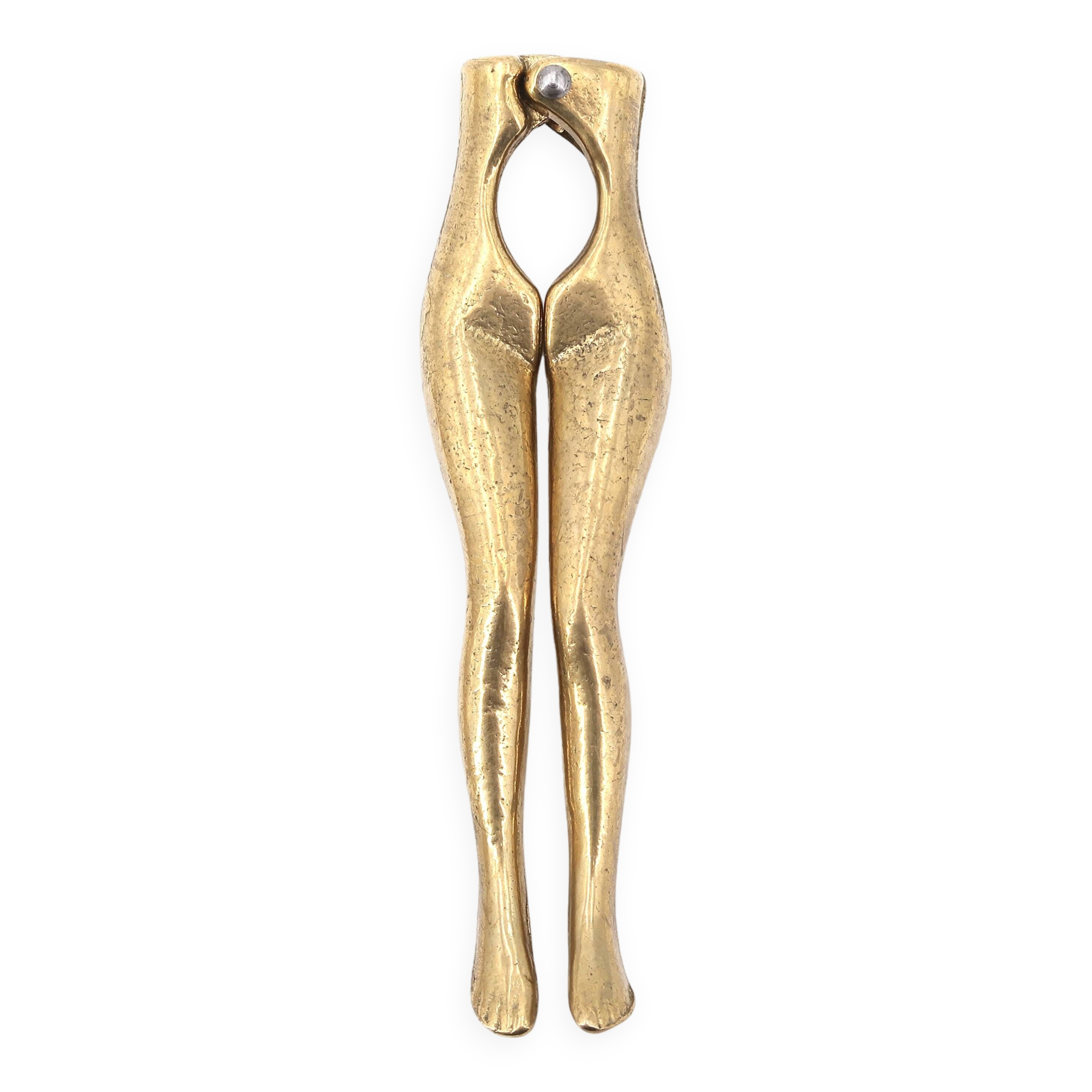 Brass woman's leg nutcracker, 1930s