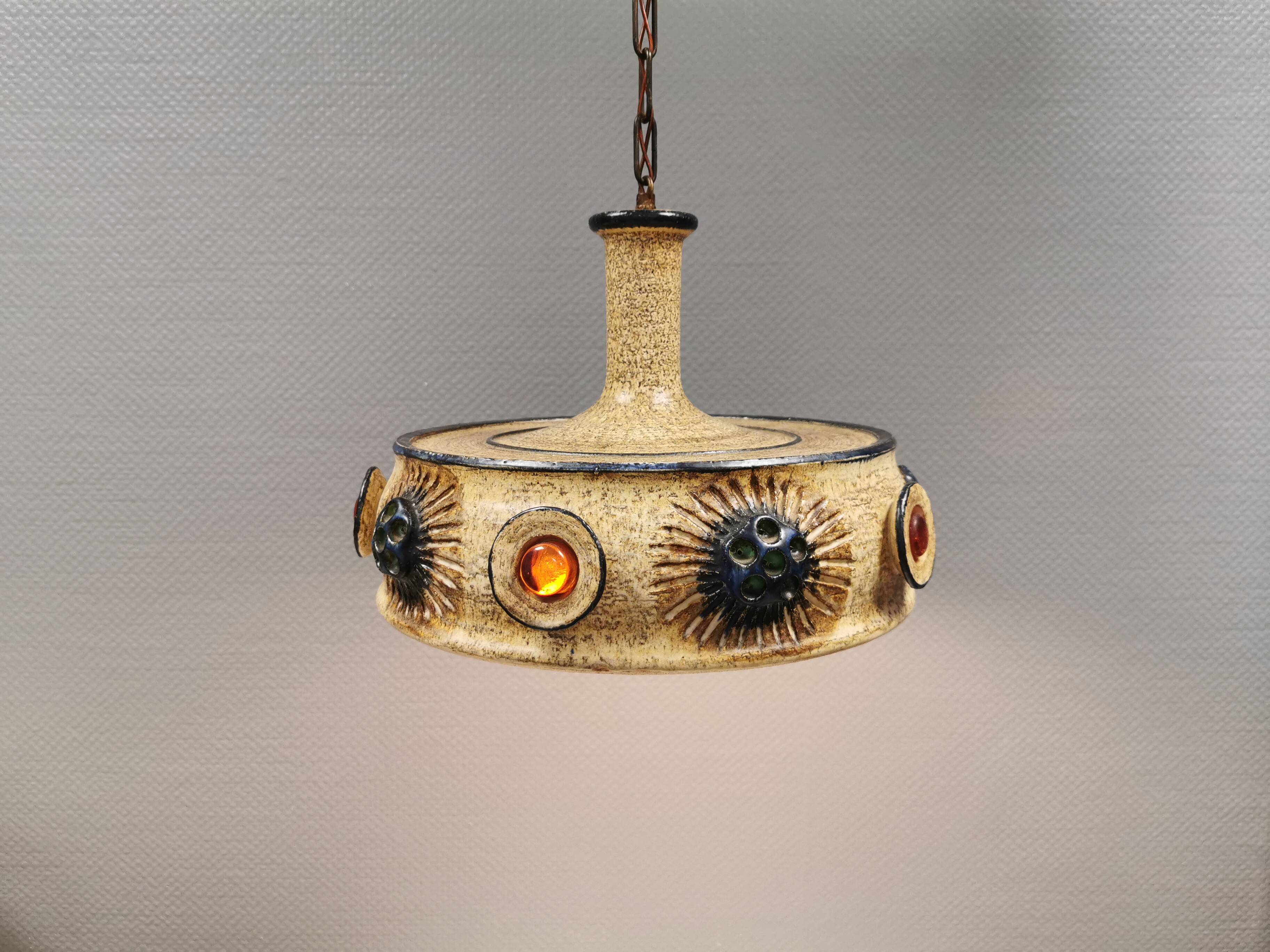 Ceramic hanging lamp by Jette Hellerøe for Axella Denmark, 1970s
