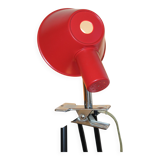 Adjustable clamp spotlight in red lacquered metal - vintage design