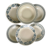 Lot 6 blue ironstone deep plates French earthenware ironstone