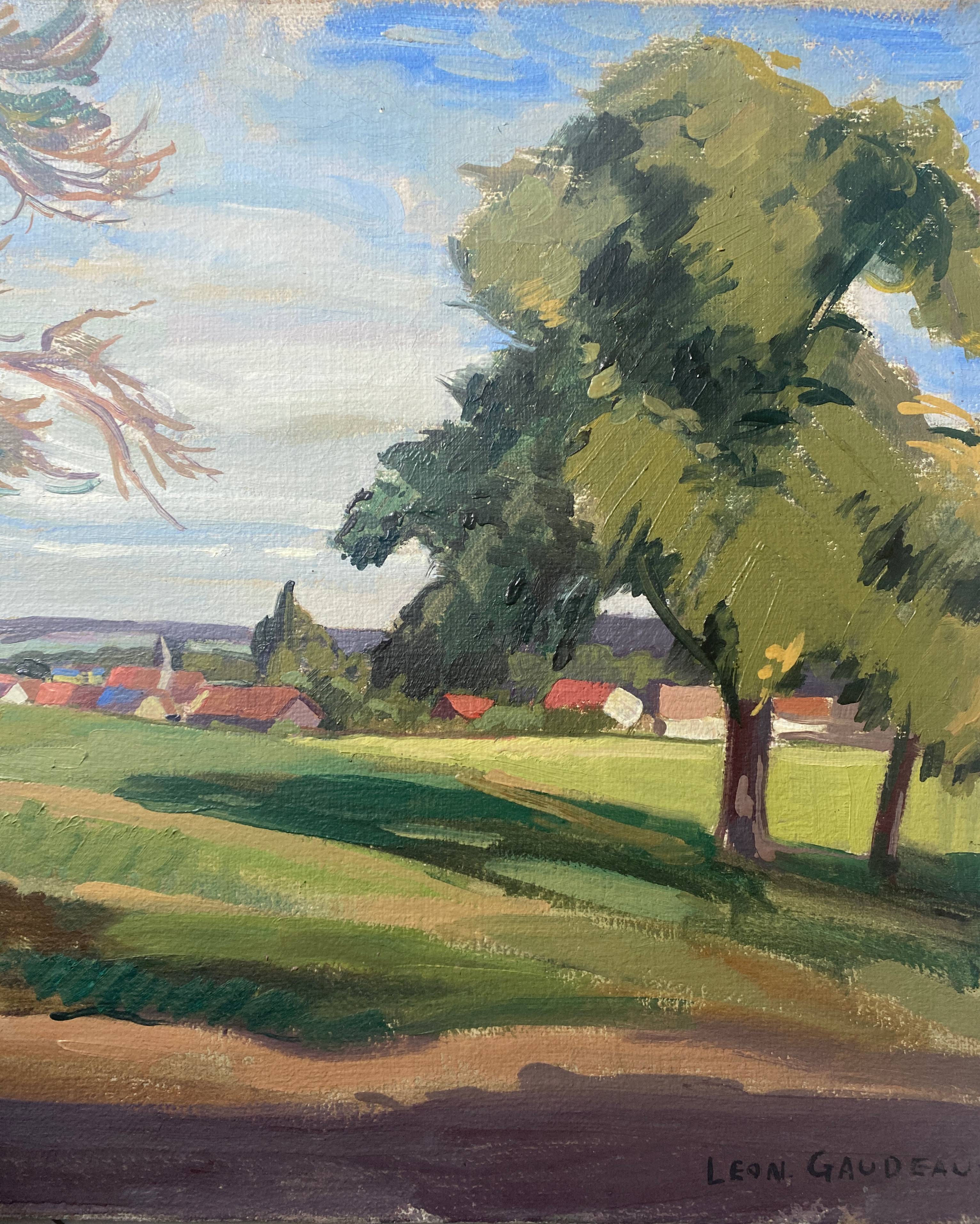 HST painting "Landscape in Jouy sur Eure" by Léon Gaudeaux (1893 / 1947)