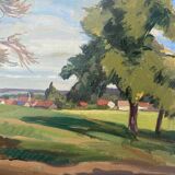 HST painting "Landscape in Jouy sur Eure" by Léon Gaudeaux (1893 / 1947)