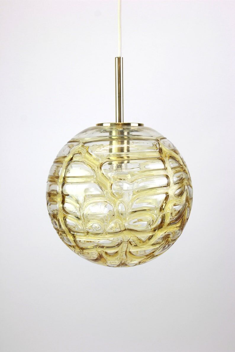 Glass ball suspension by Doria Leuchten Germany 1960s