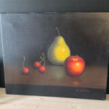 Huile sur toile nature morte signée