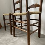 Pair of rustic oak straw chairs