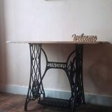 Solid wood and cast iron desk/Singer sewing machine table/entrance console/bathroom furniture