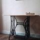 Solid wood and cast iron desk/Singer sewing machine table/entrance console/bathroom furniture