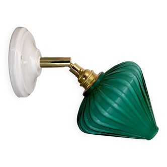 Vintage globe wall lamp in turquoise blue opaline