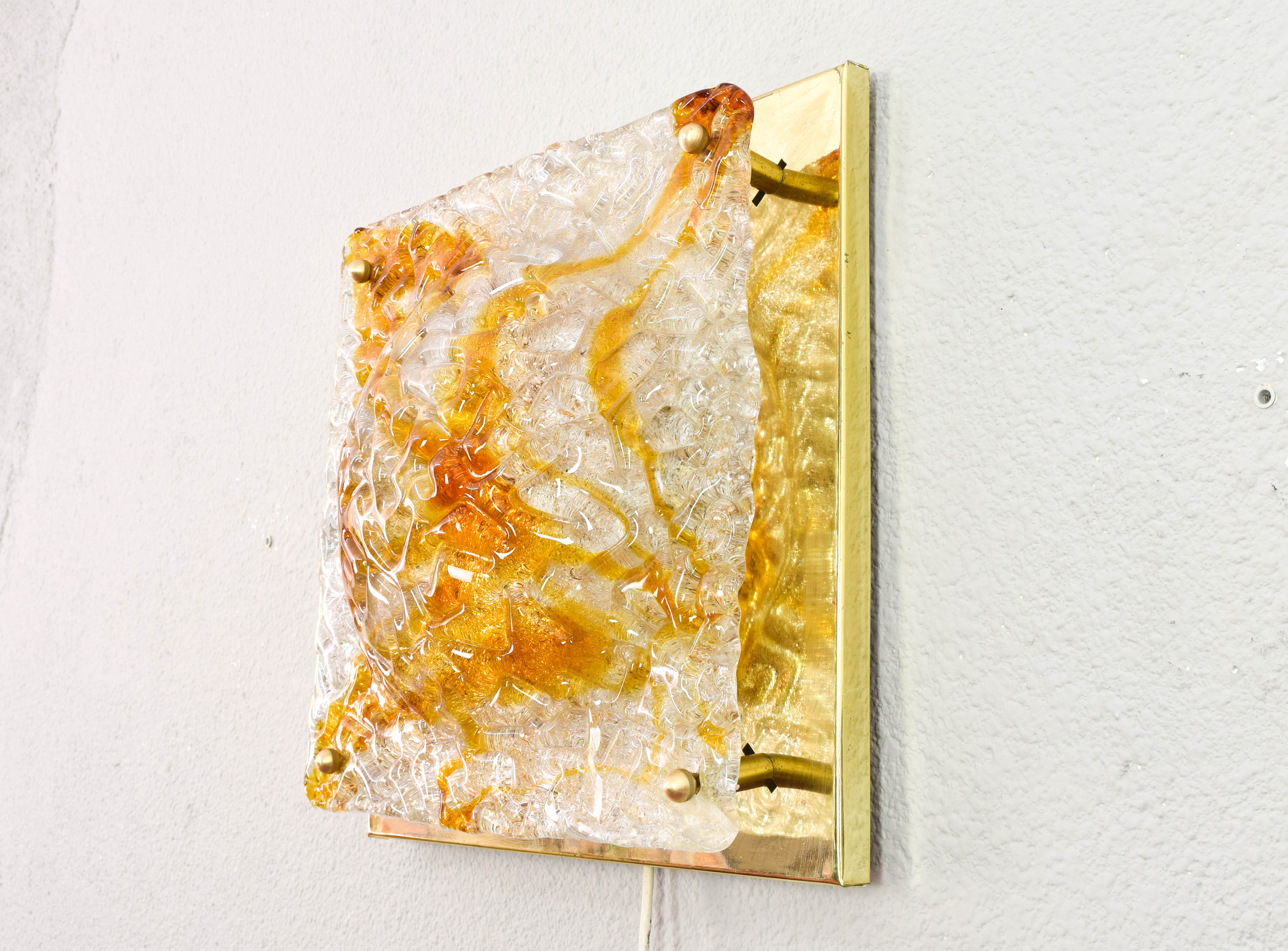 Mazzega Murano glass and brass wall lamp from the 60s