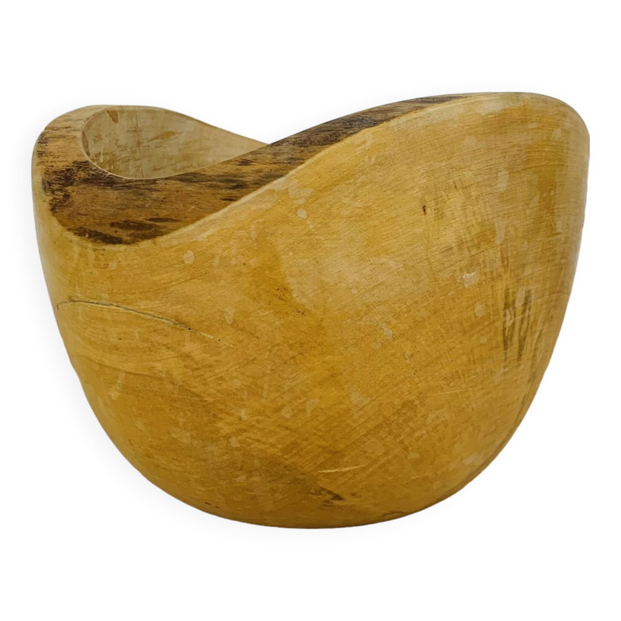 Vintage brutalist wooden cup, pocket tray