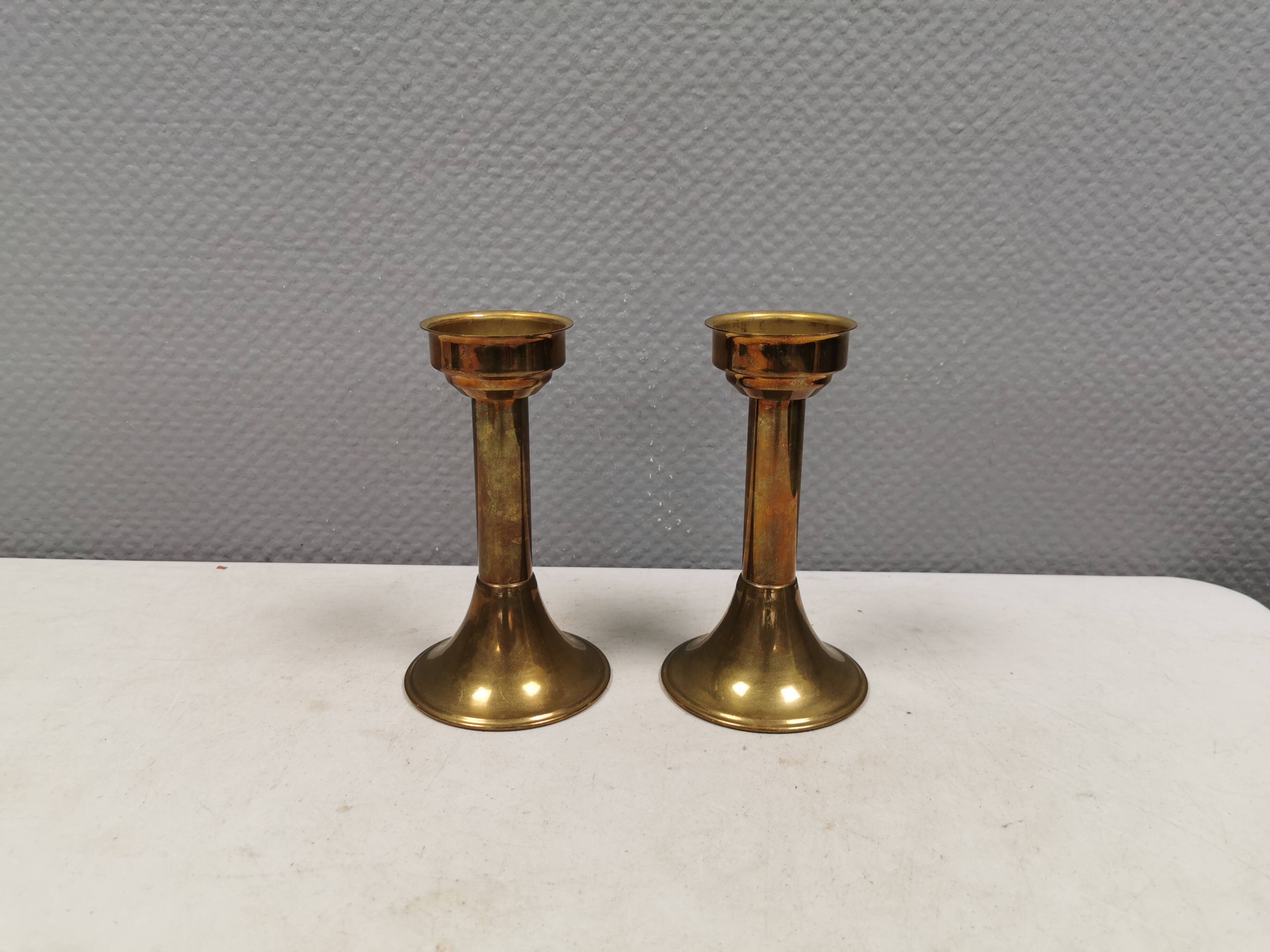 A set of brass candle holders from CAWA Denmark, 1960s.