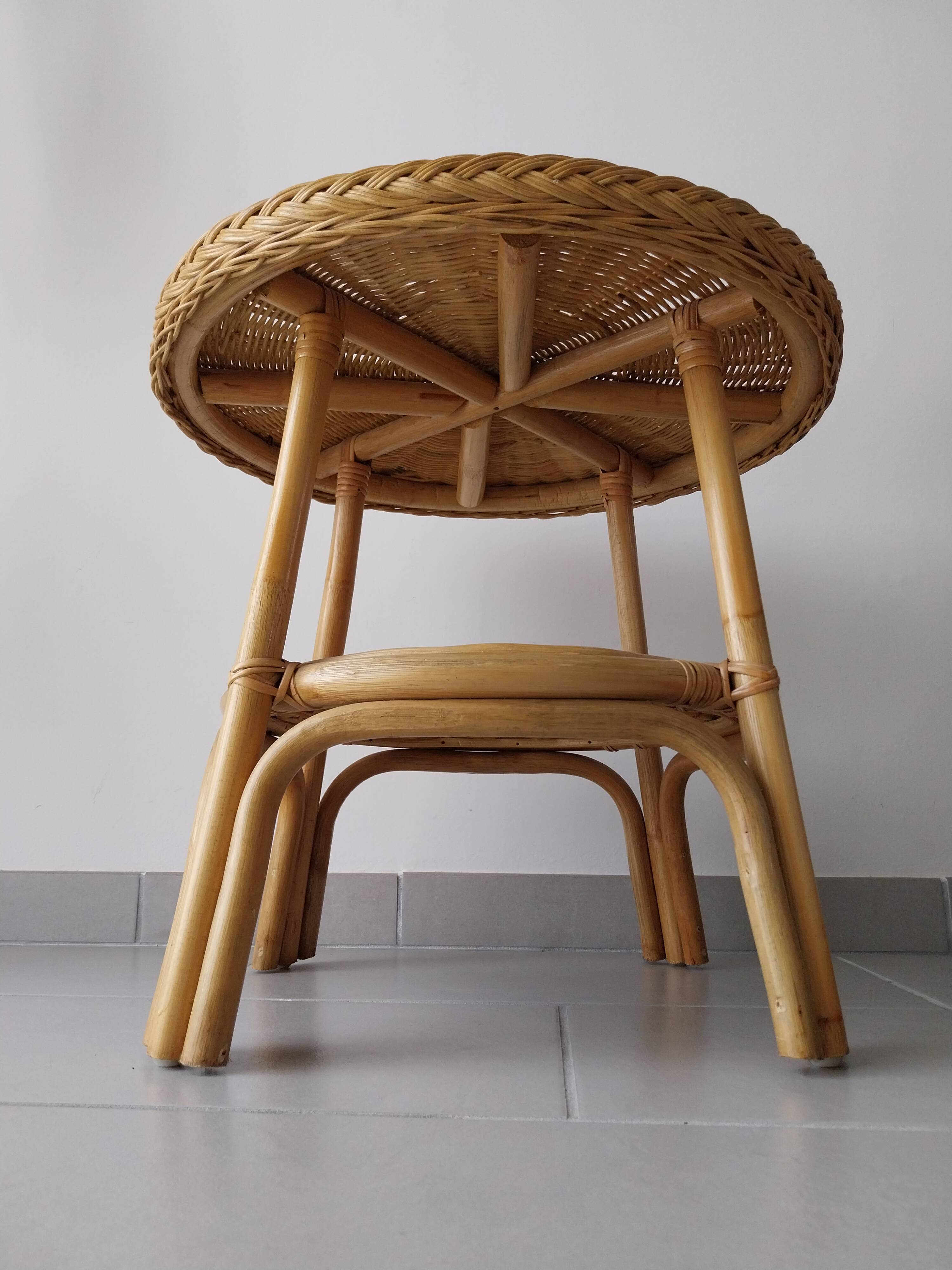 Rattan and bamboo side table