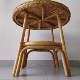 Rattan and bamboo side table