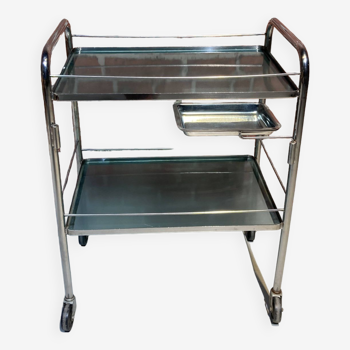 Serving table with two glass trays and a removable stainless steel tray from the Uginox brand.